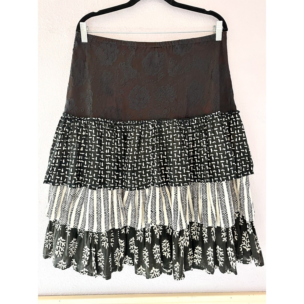 Y2K Whimsigoth Dark Romantic Boho Tiered Ruffle Skirt - Picture 4 of 4